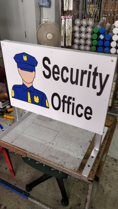 SECURITY OFFICE OUT STEEL STAND A2 SIGNAGE