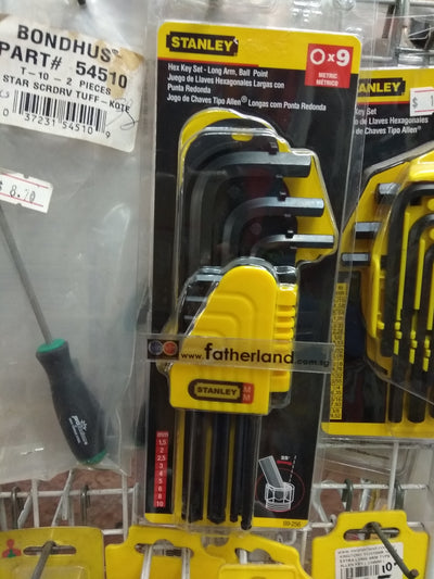 STANLEY 69-256 HEX KEY SET 9PCS L/ARM MM BALL