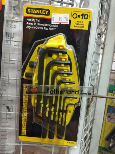 STANLEY 69-254 HEX KEY SET 10PC INCHES(1/16,5/64,3/32,,1/8,,5/32,3/16,7/32,1/4,5/16,3/8" )