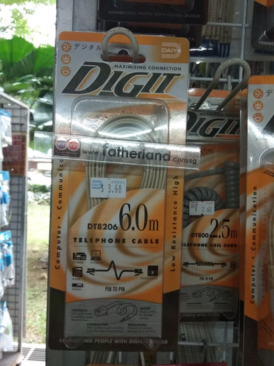 DAIYO DT8206  TELEPHONE CABLE 6METER ( PIN TO PIN )