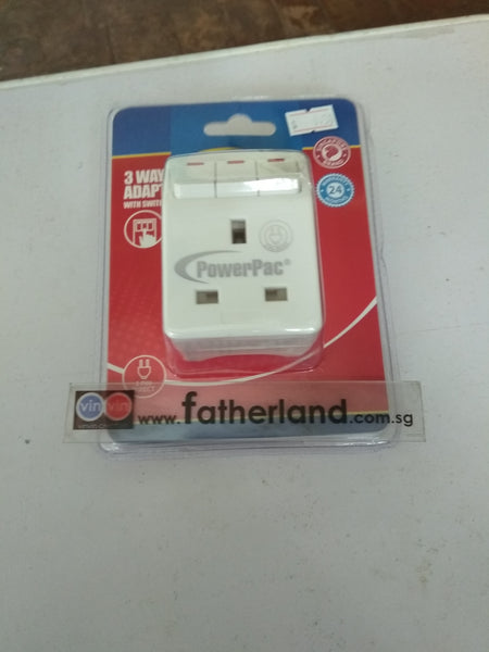 POWERPAC PP8733 3 PIN 3 WAY ADAPTER WITH SWITCH - www.fatherland.com.sg