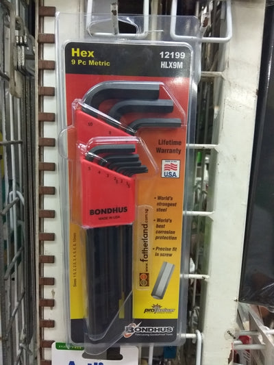 BONDHUS 9pcs HEX KEY L-WRENCH (MM)  MODEL: 12199 (USA)