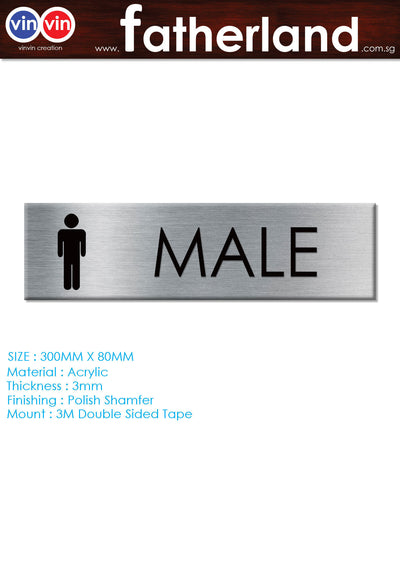 MALE TOILET ACRYLIC SIGNAGE WITH ALUINIUM VINYL