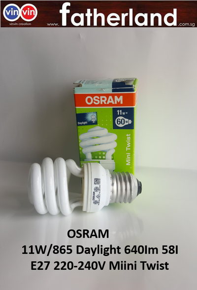 OSRAM 11W/865 Daylight 640Im
58Im/W E27 220-240V Miini Twist