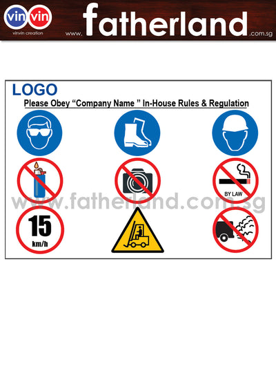 SAFETY / ASSEMBLY / ITINERARY ALUMINIUM SIGNAGE 1219 x height 795 mm x 1.5mm