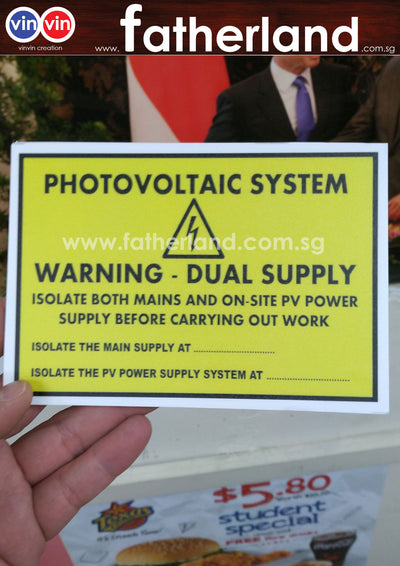 Photovoltaic System Warning Dual Supply  Signage