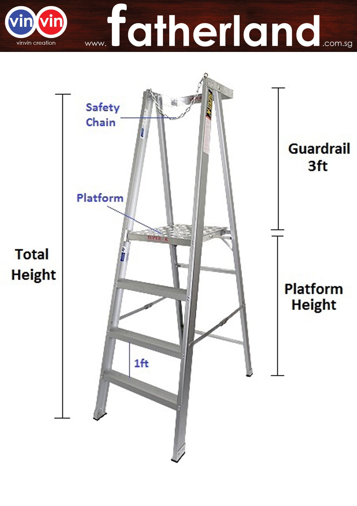 Ladder Chain Usage ALUMINIUM PLATFORM LADDER WITH SAFETY CHAIN - www.fatherland.com.sg