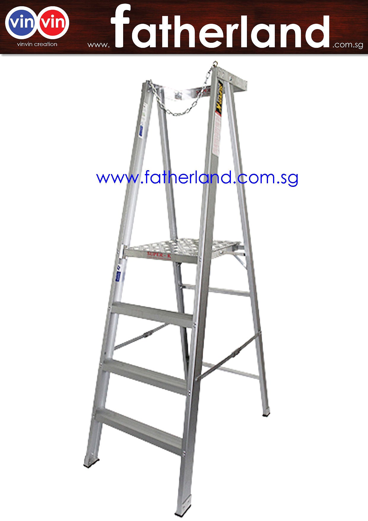 ALUMINIUM PLATFORM LADDER WITH SAFETY CHAIN - www.fatherland.com.sg