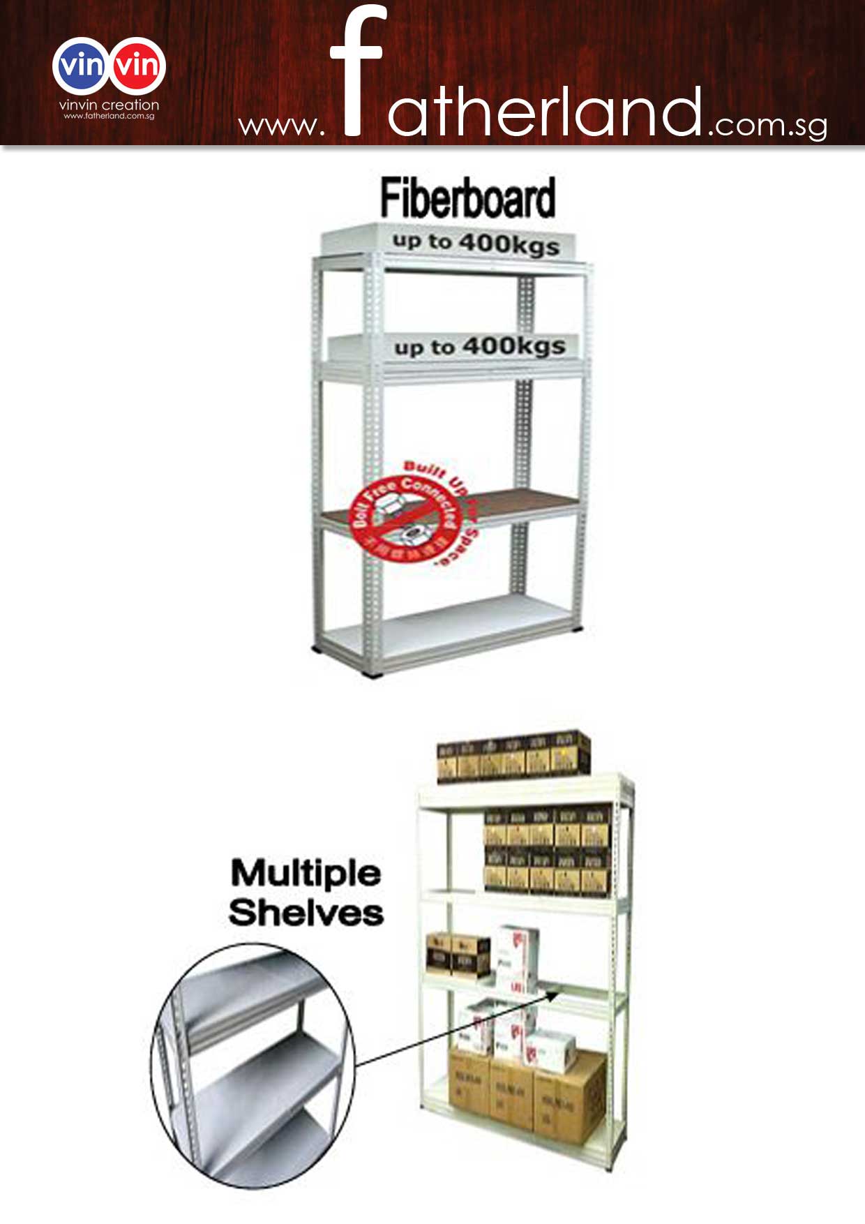 SHELVING RACK ( FIBREBOARD OR STEEL ) - www.fatherland.com.sg