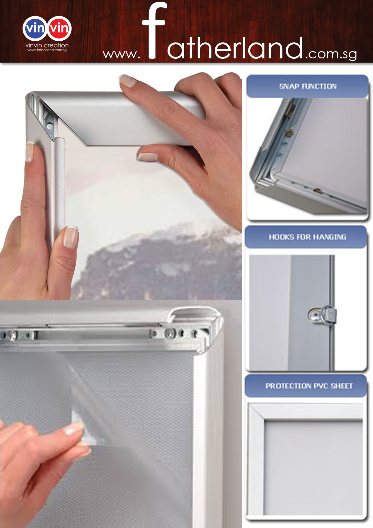 Snapfast Frame ALUMINIUM SNAP FRAME A2 ( SILVER ) - www.fatherland.com.sg