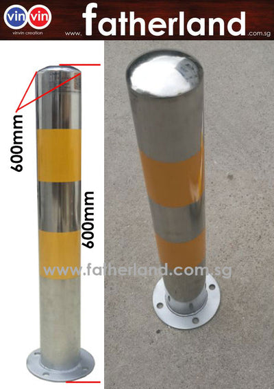 STAINLESS STEEL BARRIER POLE WITH REFLECTIVE STICKER