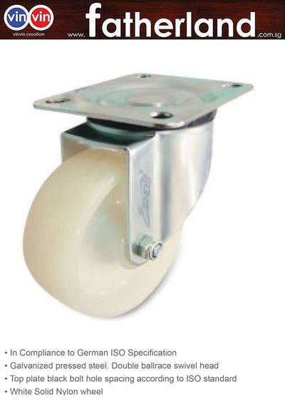 SWIVEL NYLON CASTOR WHEEL 4" ( Compliance to German ISO Specification )