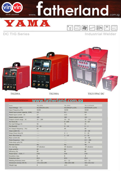 YAMA DC TIC INDUSTRIAL WELDER TIG-315PAC/DC