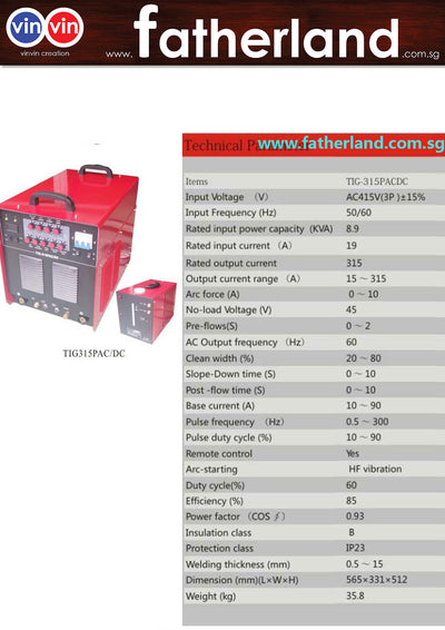 YAMA DC TIC INDUSTRIAL WELDER TIG-315PAC/DC