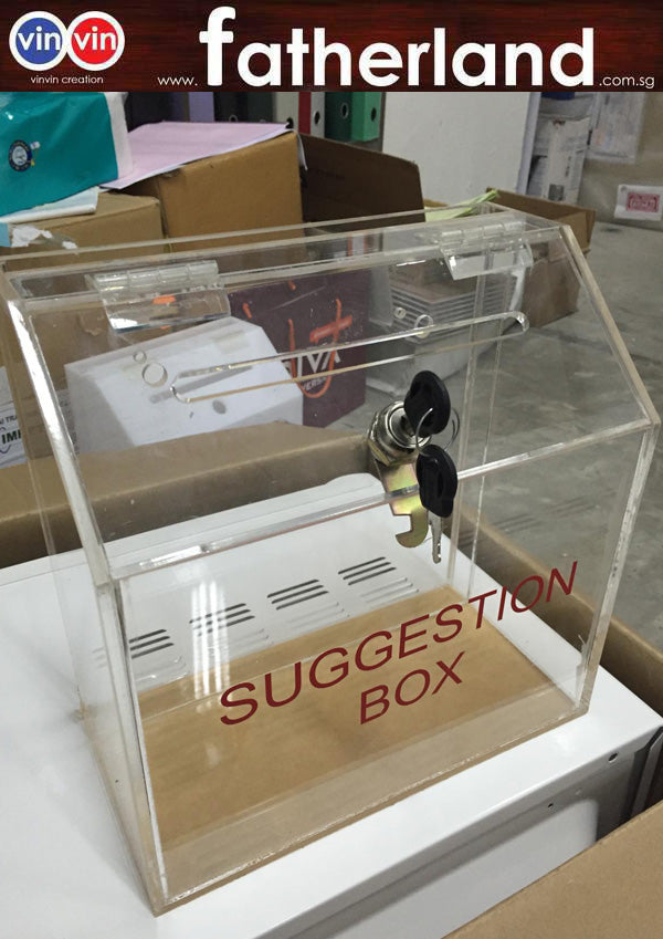 ACRYLIC SUGGESTION BOX (FEEDBACK) WITH LOCK 250 X 130 X 250MM ( CLEAR ...