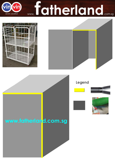 PVC CANVAS COVER C/W ZIP FOR METAL CAGE