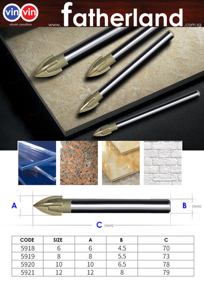 VINVIN TRIANGLE 3 SIDE MARBLE AND GLASS DRILL