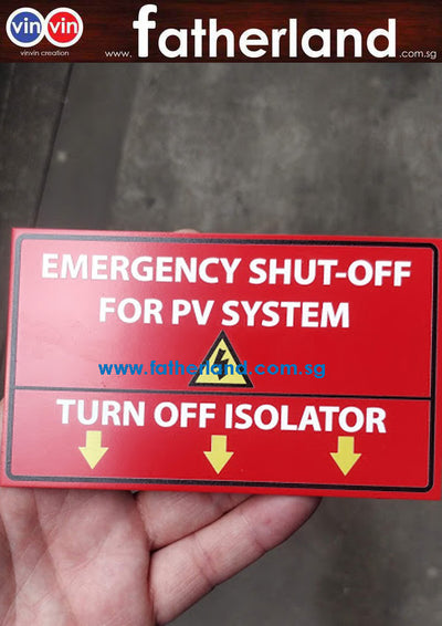 Emergency Shut Off for PV SYSTEM TURN OFF ISOLATOR ALUMINIUM PLATE UV