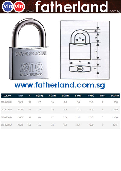 M10 Chrome Plated Padlock with Stainless Steel Shackle
