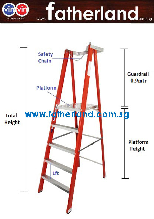 Platform Railing Ladder FIBREGLASS ALUMINIUM PLATFORM LADDER WITH CHAIN AND LONG RAIL - www ...