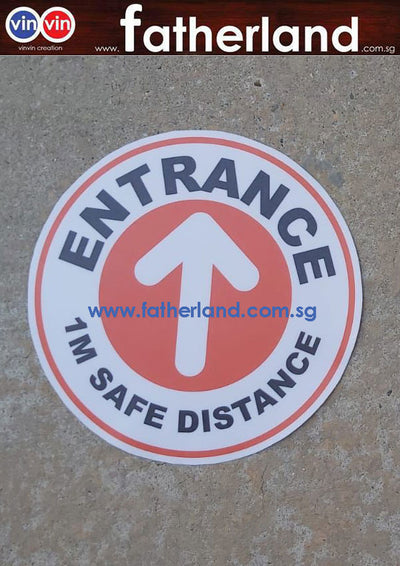 1 meter safe distancing label sticker Round Entrance