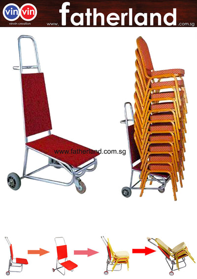 hotel banquet chair cart with 3 wheels