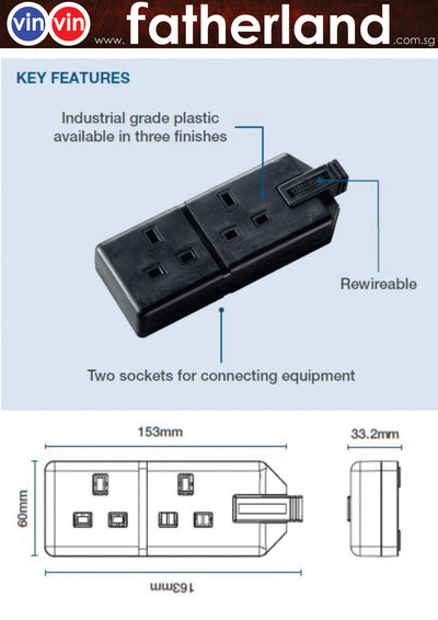 Heavy Duty Double Socket Rewireable