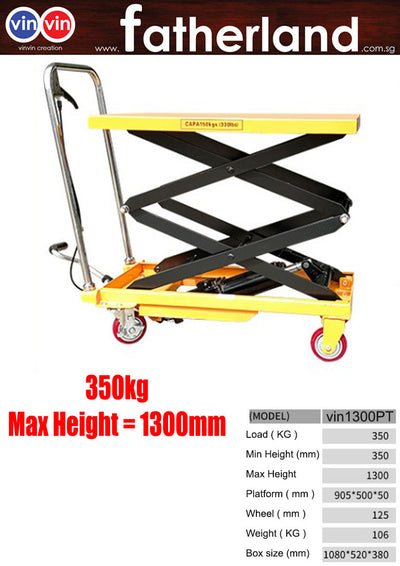 Hydraulic Lifting Trolley Table 350kg ( Max 1300 mm Height )