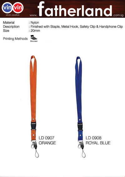 Lanyard with Staple & Metal Hook, Safety Clip & Handphone Clip