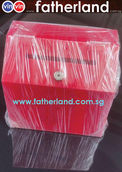 ACRYLIC SUGGESTION BOX (FEEDBACK) WITH LOCK 250 X 130 X 250MM ( RED )