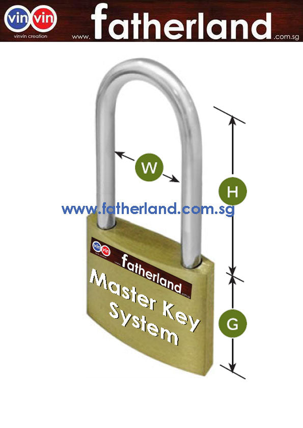 Long Neck Pad Lock with Security Master Key System or Keyed Alike padl ...