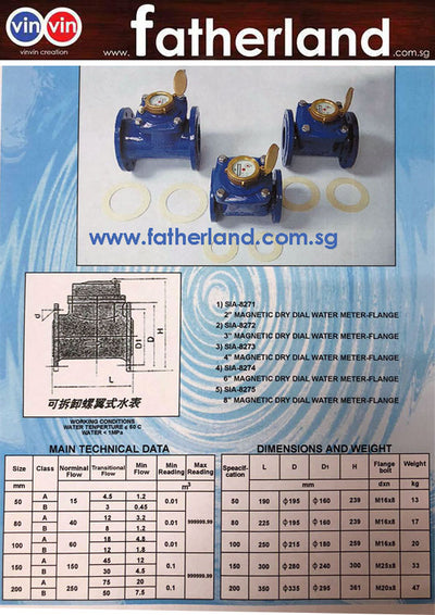 MAGNETIC DRY DIAL WATER METER (8”)-FLANGE TYPE