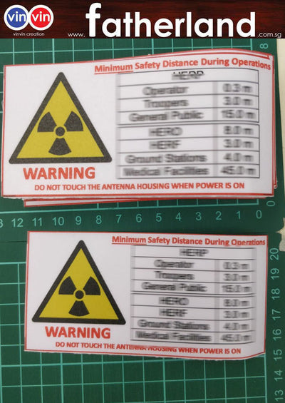 Minimum Safety Distance During Operation Sticker