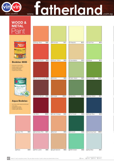 NIPPON PAINT AQUA BODELAC 5L FOR WOOD & METAL ( Comes with 59 COLOURS )