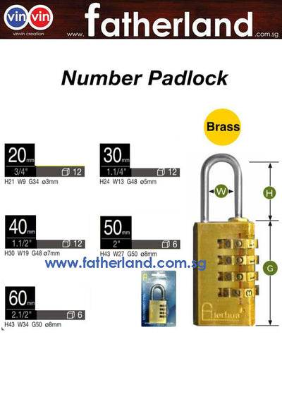 RESETTABLE NUMBER PAD LOCK BRASS