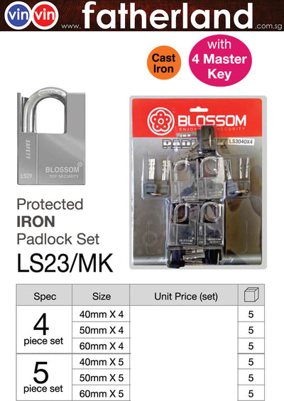Blossom LS23/MK Protected Iron Security Padlock ( Master Key Set )
