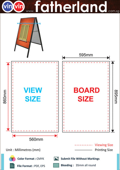 vinvin A Frame Double Sided Stand with Print ( Pocket Series )