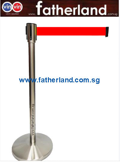 STAINLESS STEEL QUEUE POLE WITH RED BELT ( HG ) - www.fatherland.com.sg
