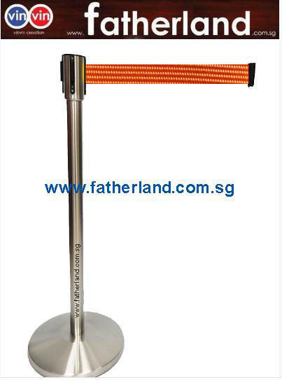 STAINLESS STEEL QUEUE POLE WITH ORANGE BELT ( HG ) - www.fatherland.com.sg