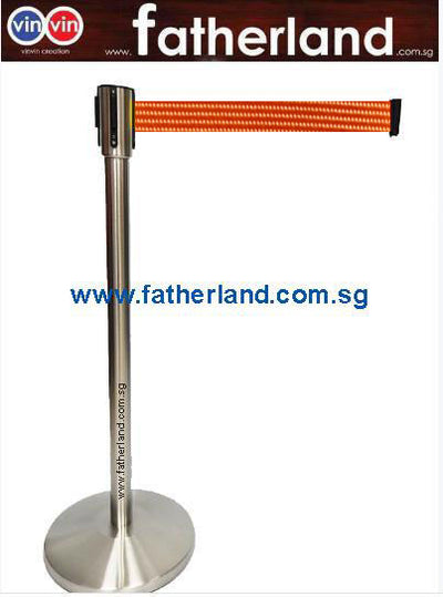 STAINLESS STEEL QUEUE POLE WITH ORANGE BELT ( HG )