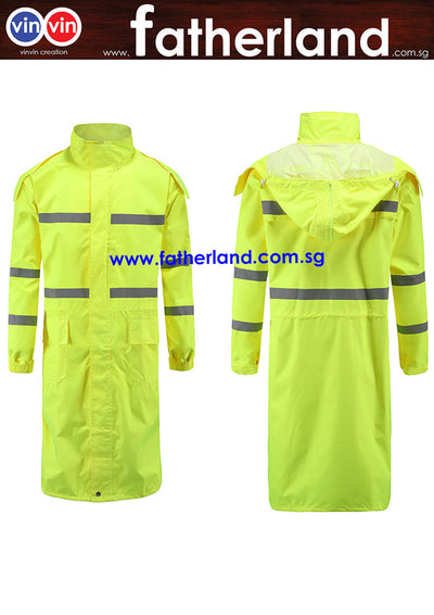 HEAVY DUTY PVC RAINCOAT YELLOW WITH REFLECTIVE STRIP