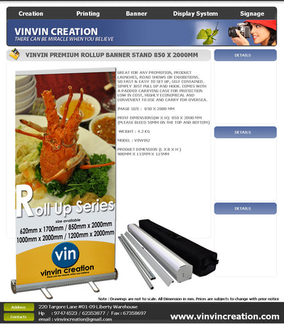Vinvin premium rollup system  620 x 1700mm