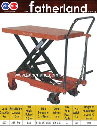 Hydraulic Lifting Trolley Table 500kg