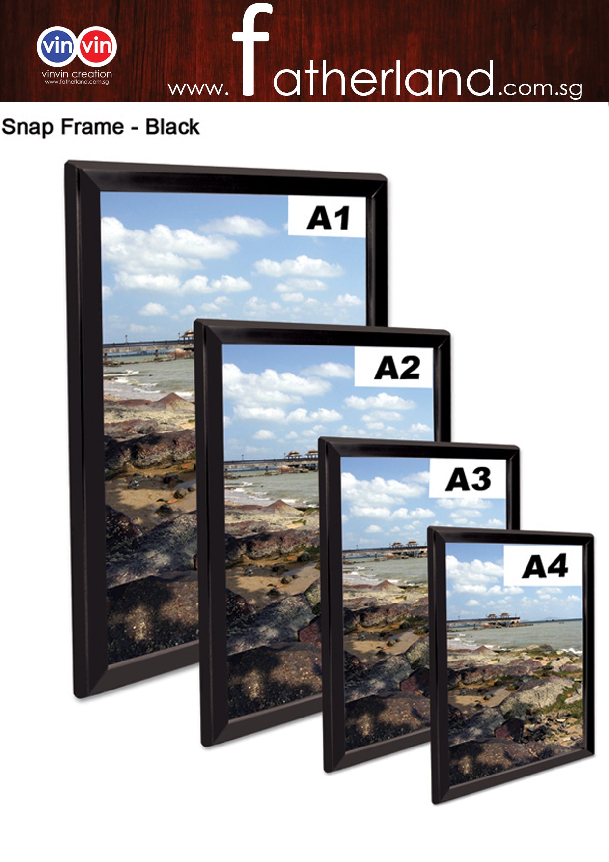 Snap Frame ALUMINIUM SNAP FRAME A1 ( BLACK ) - www.fatherland.com.sg