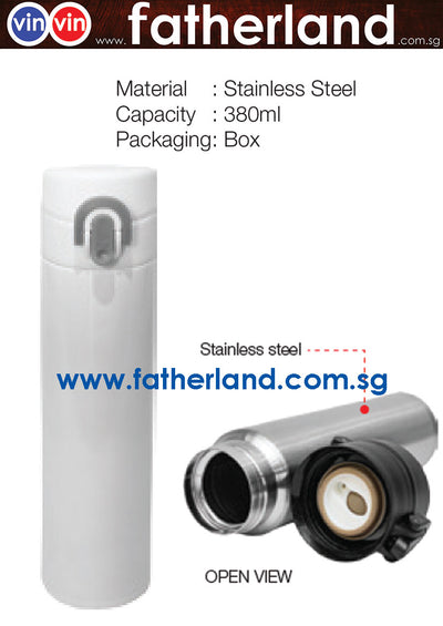 WHITE COLOURED WATER BOTTLE STAINLESS STEEL VACUUM FLASK