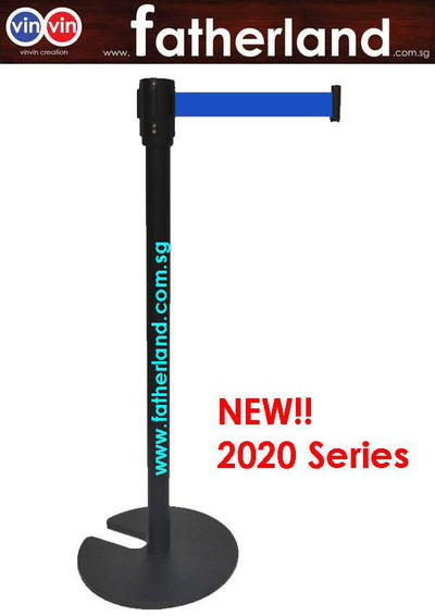 Stackable Queue Pole Black Pole with Blue Belt ( vinvin 2020 series )