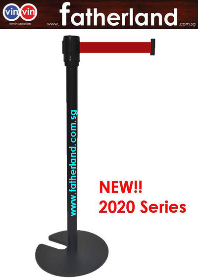 Stackable Queue Pole Black Pole with Red Belt ( vinvin 2021 series )