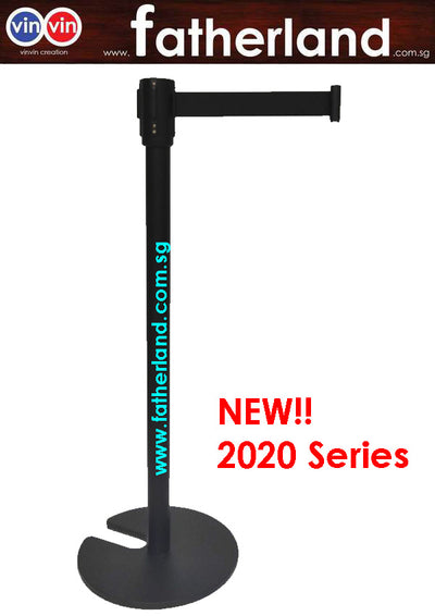 Stackable Queue Pole Black Pole with Black Belt ( vinvin 2020 series )