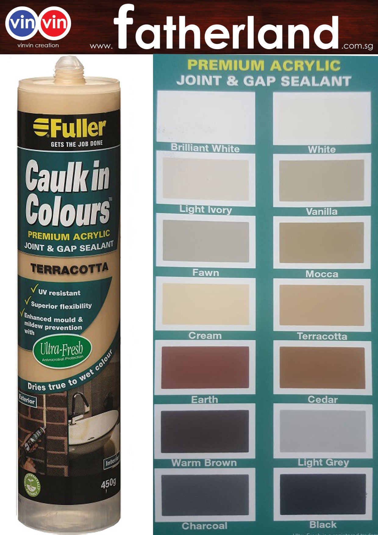 FULLER CAULK IN COLOURS ACRYLIC SEALANT 450G ( TERRACOTTA ) - Www ...