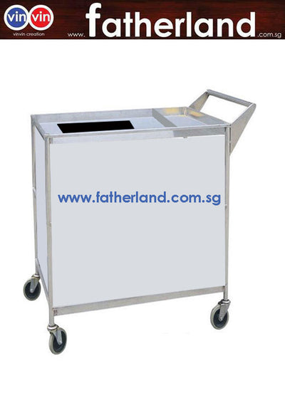CUSTOM MADE STAINLESS STEEL TROLLEY WITH PARTITION AND HANDLE